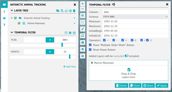 Add Antarctic Mammal Tracking temporal filter