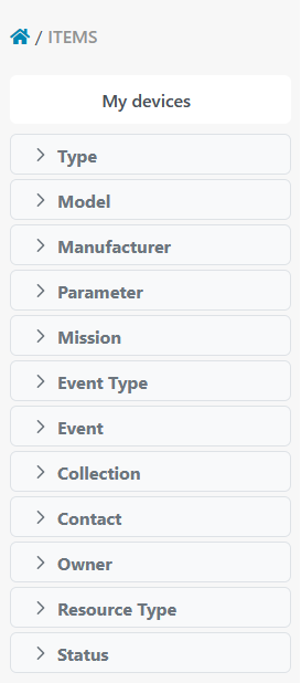 different search facets