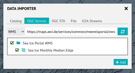 Add SIME layer via OGC importer