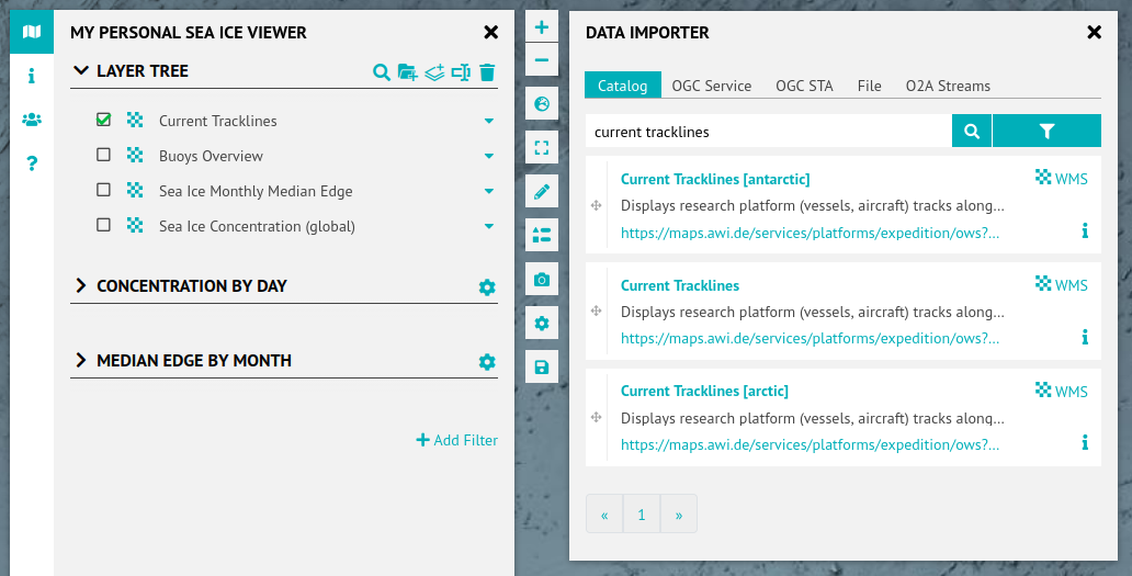 Add current vessel tracklines Layer Catalog
